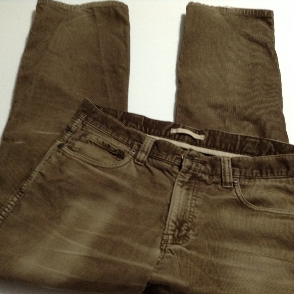LL Bean Corduroy Pants Mens 34x29 Brown Distressed 100% Cotton